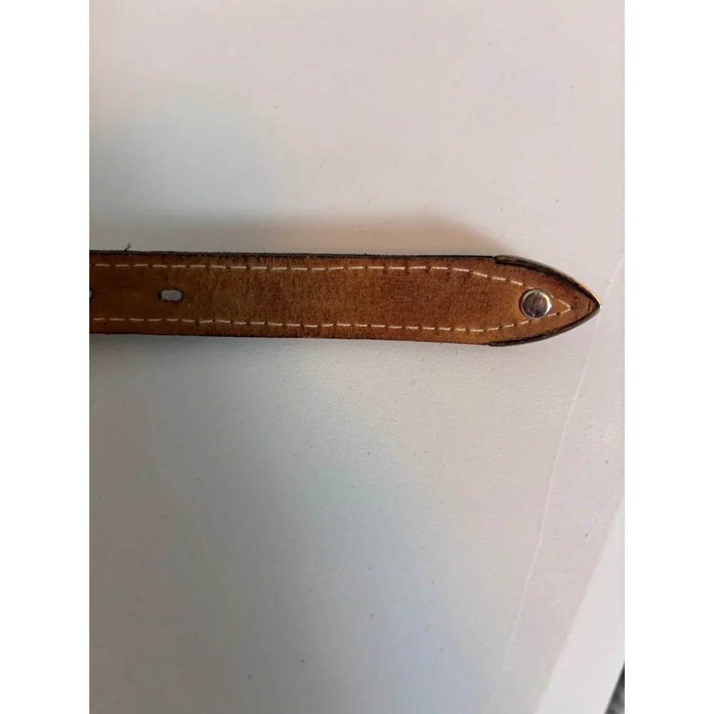 Justin Belt Women 34 Brown Good Genuine Lizard Western Floral‎ Engraved Buckle